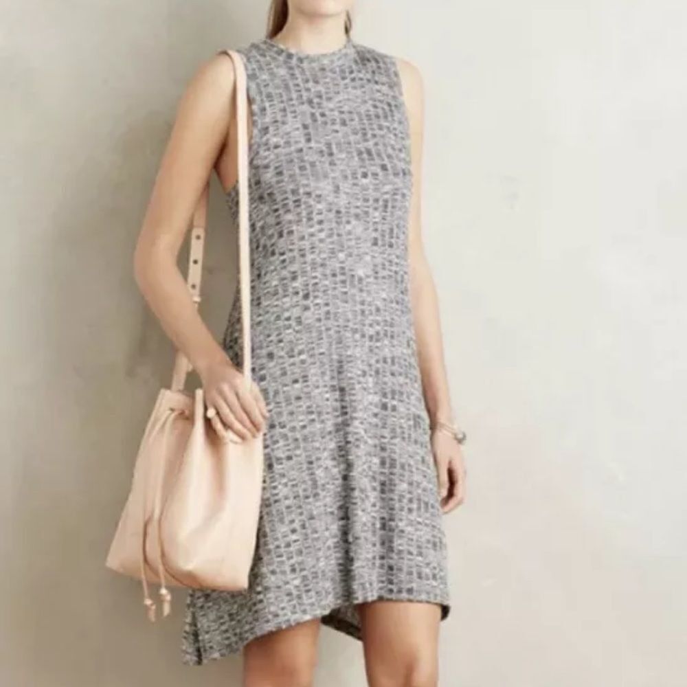 Anthropologie Maeve Sleeveless Ribbed Gray Sweater Dress XS